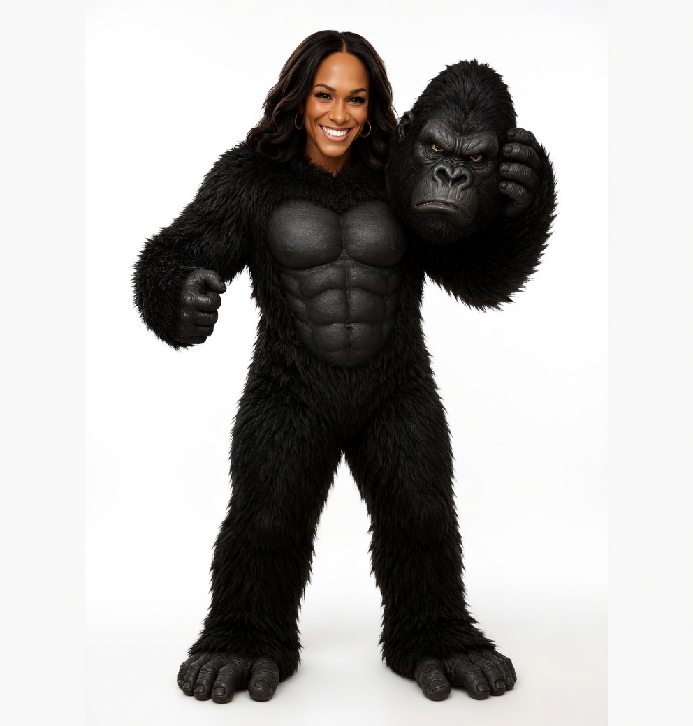 Juliette Young in gorilla costume